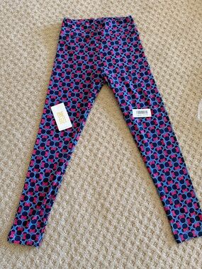 LuLaRoe Navy Leggings with Pink and Blue Minnie Mouse Pattern